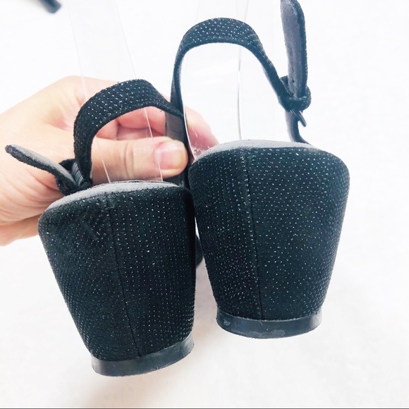 Stuart Weitzman 🔥SALE🔥 black peep toe wedge sandals sz 8 - Picture 5 of 14